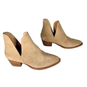Free People Charm Double V Ankle Tan Suede Boots Women's Sz 38 US 7.5 Bohemian